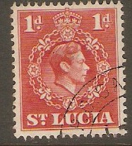 St Lucia 1938 1d Scarlet. SG129c.
