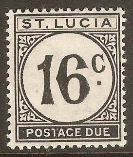 St Lucia 1949 16c Black Postage Due. SGD10.