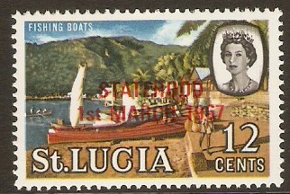 St Lucia 1967 12c Statehood overprint series. SG234.