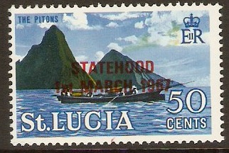 St Lucia 1967 50c Statehood overprint series. SG238.