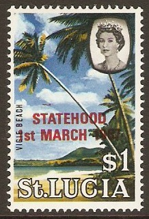 St Lucia 1967 $1 Statehood overprint series. SG239.