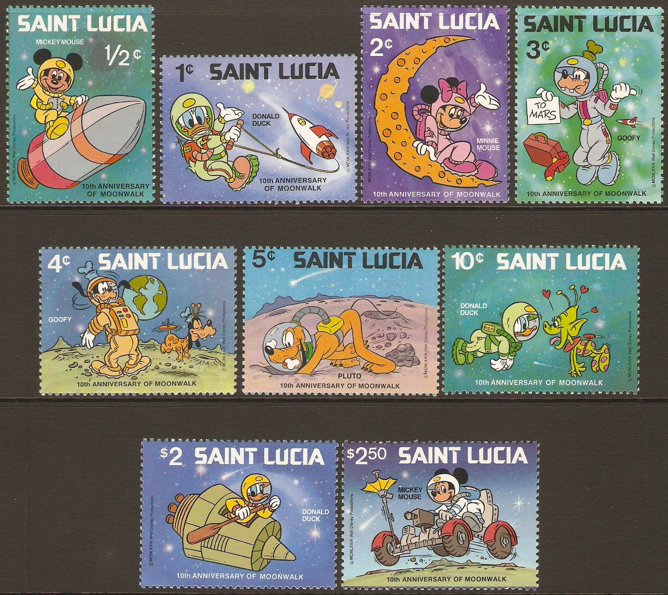 St Lucia 1980 Moon Landing Set. SG524-SG532.