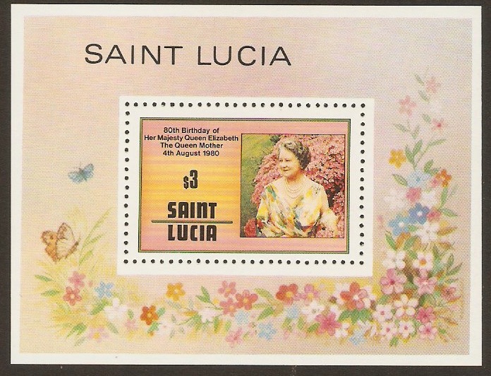 St Lucia 1980 Queen Mother Sheet. SGMS536.