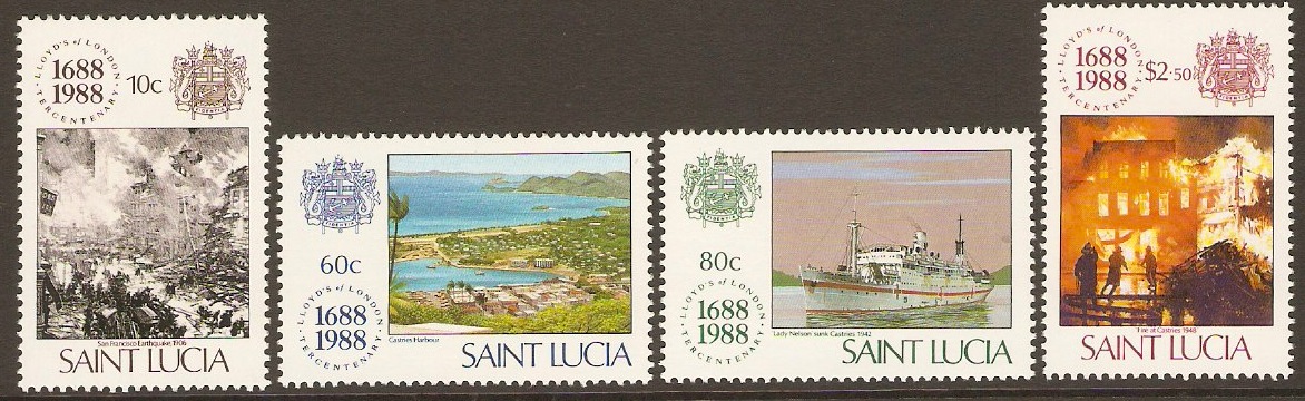 St Lucia 1988 Lloyd's of London Set. SG1004-SG1007.