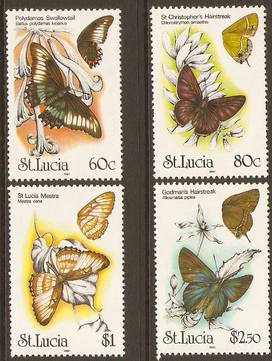 St Lucia 1991 Butterflies Set. SG1065-SG1068.