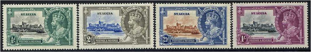 St Lucia 1935 Silver Jubilee Stamp Set. SG109-SG112.