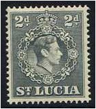 St Lucia 1938 2d Grey. SG131.