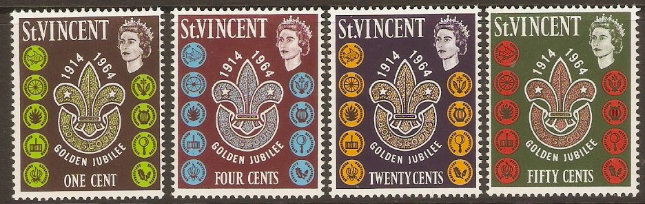 St Vincent 1964 Scouts Anniversary Set. SG221-SG224.