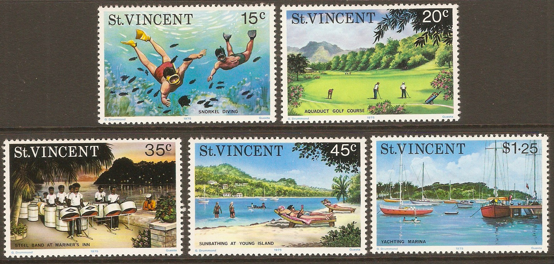 St Vincent 1975 Tourism set. SG451-SG455.