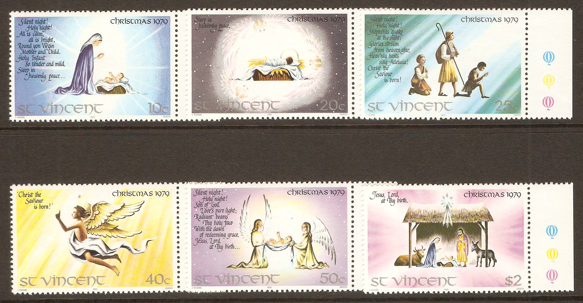 St Vincent 1979 Christmas set. SG621-SG626.