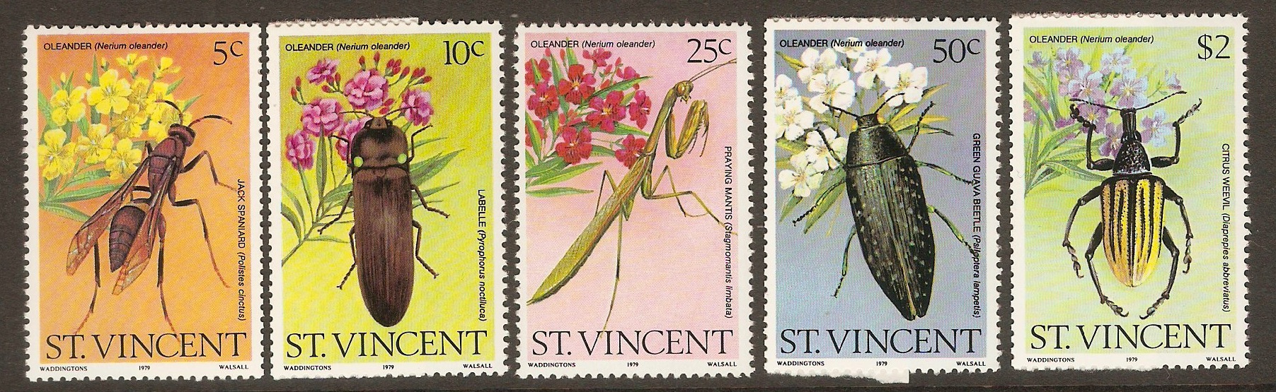St Vincent 1979 Flowers and Insects set. SG628-SG632.