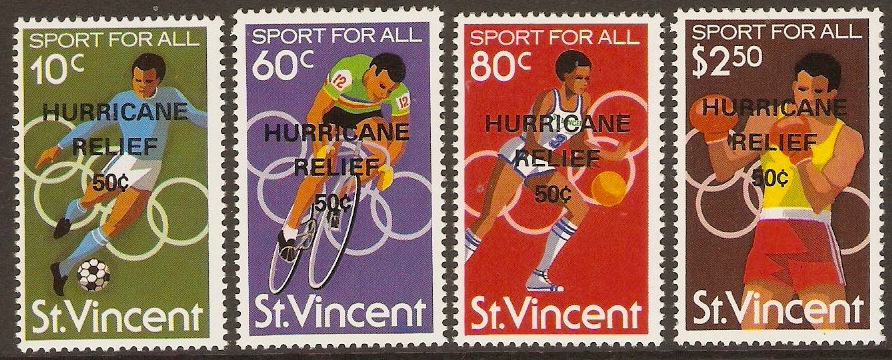 St Vincent 1980 Hurricane Relief Stamps Set. SG644-SG647.