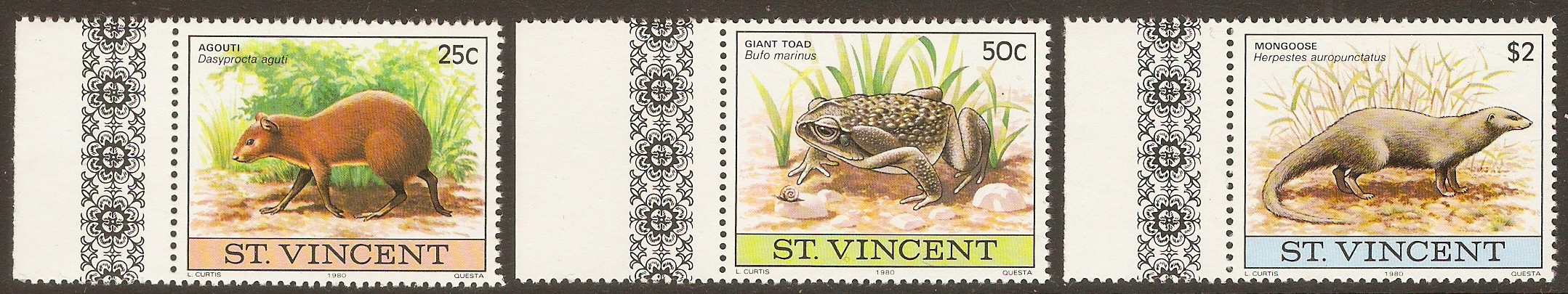 St Vincent 1980 Wildlife set. SG648-SG650.