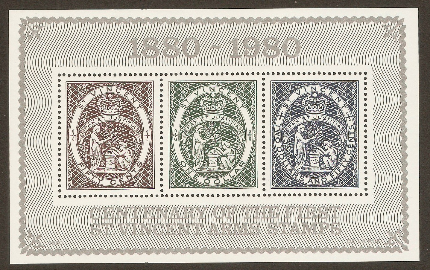 St Vincent 1979 Arms Stamps Centenary sheet. SGMS633.