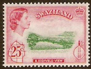 Swaziland 1961 25c emerald and carmine-red. SG86.