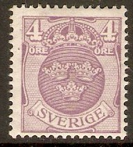 Sweden 1910 4ore mauve. SG68.