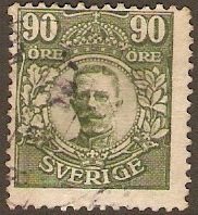 Sweden 1910 90ore Deep green. SG85.
