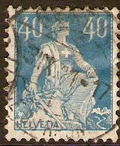 Switzerland 1908 40c light blue. SG237.