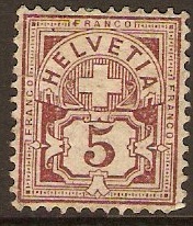 Switzerland 1882 5c Maroon. SG128B.