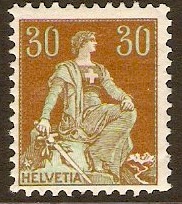 Switzerland 1908 30c Pale green and yellow-brown. SG234.