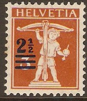 Switzerland 1921 2½ on 3c Orange-brown. SG307.