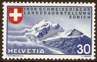 Switzerland 1939 30c Blue and buff (German Language). SG393G.