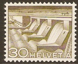 Switzerland 1949 30c Olive. SG516.