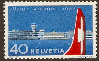Switzerland 1953 40c Airport Inauguration Stamp. SG546.