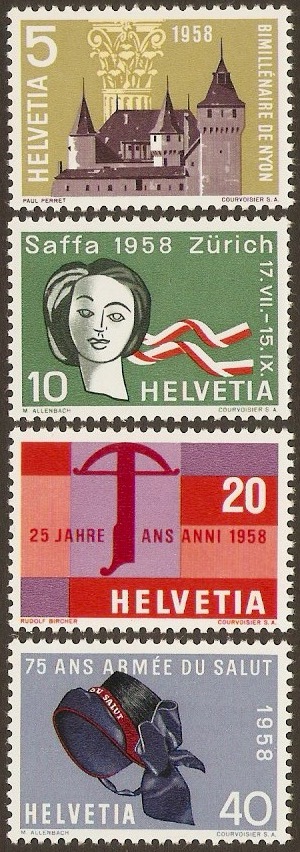 Switzerland 1958 Publicity Set. SG587-SG590.