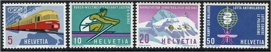 Switzerland 1962 Publicity Stamp Set. SG659-SG662.