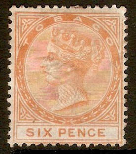 Tobago 1879 6d Orange. SG3.