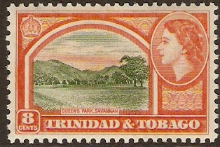 Trinidad & Tobago 1953 8c Dp yellow-green and orange-red. SG273.