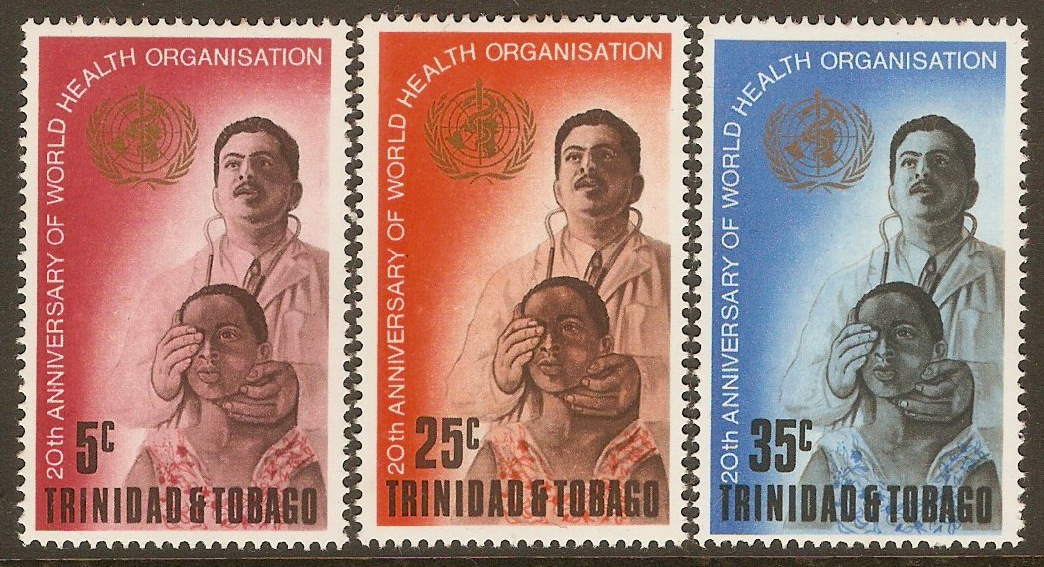 Trinidad & Tobago 1968 WHO Anniversary Set. SG328-SG330.