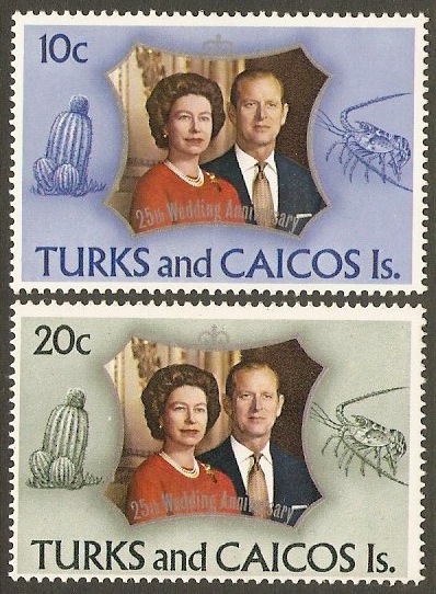 Turks and Caicos 1972 Silver Wedding Set. SG372-SG373.