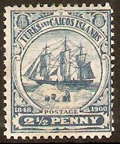 Turks and Caicos 1900 2d Blue. SG104.