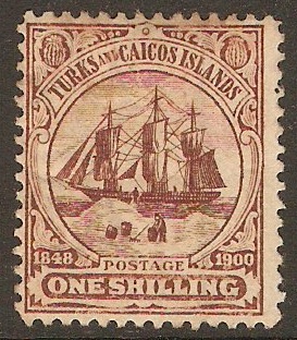 Turks and Caicos 1900 1s Purple-brown. SG107.