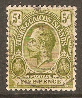 Turks and Caicos 1921 5d Sage-green. SG159.