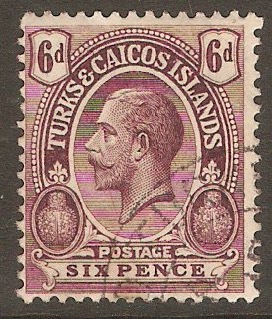 Turks and Caicos 1921 6d Purple. SG160.