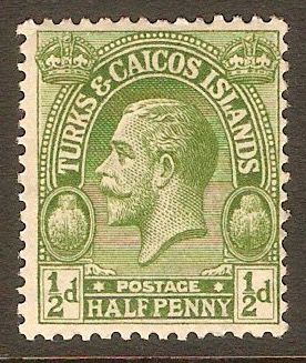 Turks and Caicos 1922 d Yellow-green. SG163.