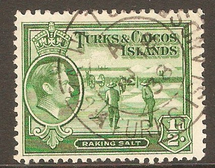 Turks and Caicos 1938 d Deep green. SG195a.