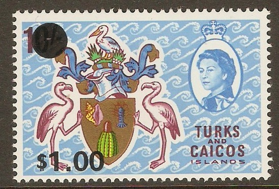 Turks and Caicos 1969 $1 on 10s Decimal series. SG310.