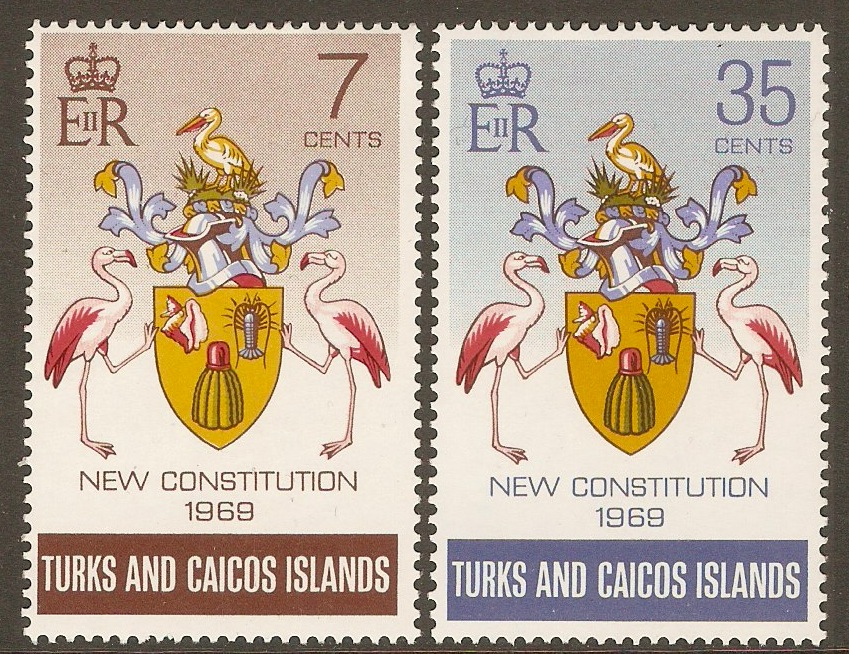 Turks and Caicos 1970 New Constitution set. SG316-SG317.