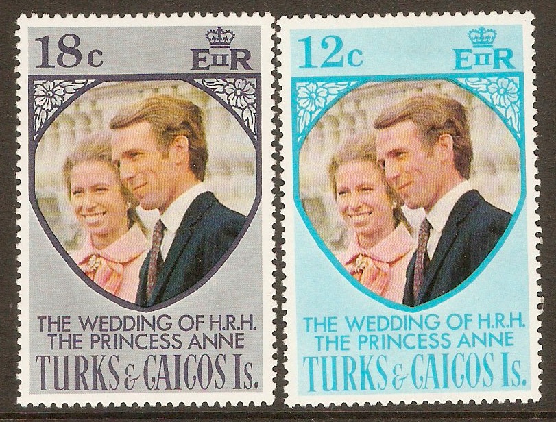 Turks and Caicos 1973 Royal Wedding set. SG403-SG404.