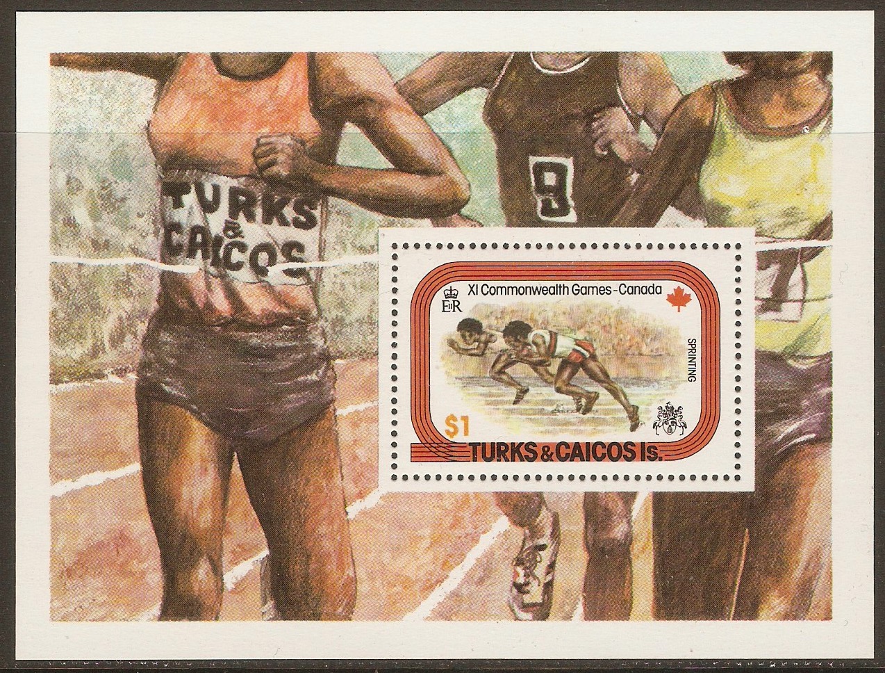 Turks and Caicos 1978 $1 Commonwealth Games sheet. SGMS513.