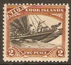 Niue 1932 2d Black and yellow-brown. SG64.