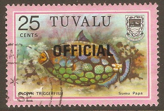 Tuvalu 1981 25c Fishes Official Stamps Series. SGO10a.