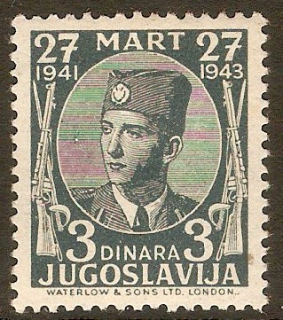 Yugoslavia 1943 3d King Petar II's Assumption of Power. SG469.