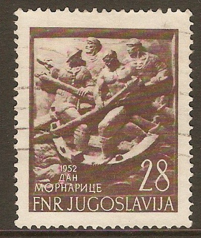 Yugoslavia 1952 28d Deep brown - Navy Day series. SG738.