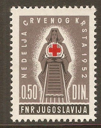Yugoslavia 1952 50p Red Cross stamp. SG740.