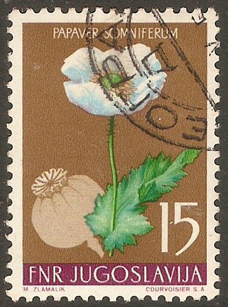 Yugoslavia 1955 15d Floral series. SG794.